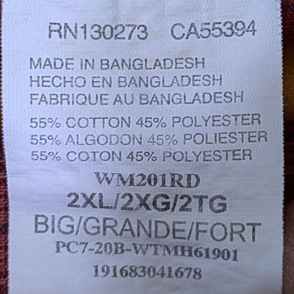 Wrangler Western Shirt Mens 2XL Pearl Snap Red Plaid Short Sleeve Pockets Rodeo - Picture 10 of 11